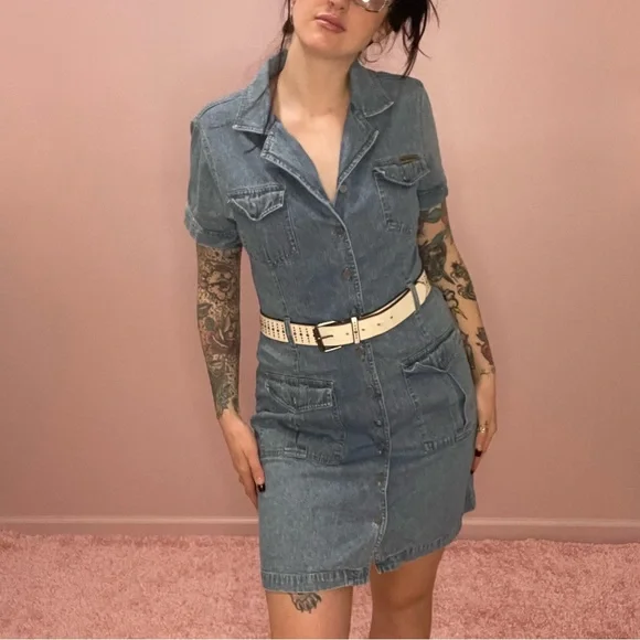 Dresses | Vintage Y2k 200s Collared Denim Mini Dress Marked Size 8 Fits  Modern 1012 | Poshmark